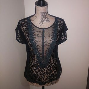 New Trendy Black Lace Top